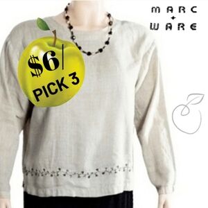 MARC WARE  EMBROIDERED LINEN TOP SIZE L